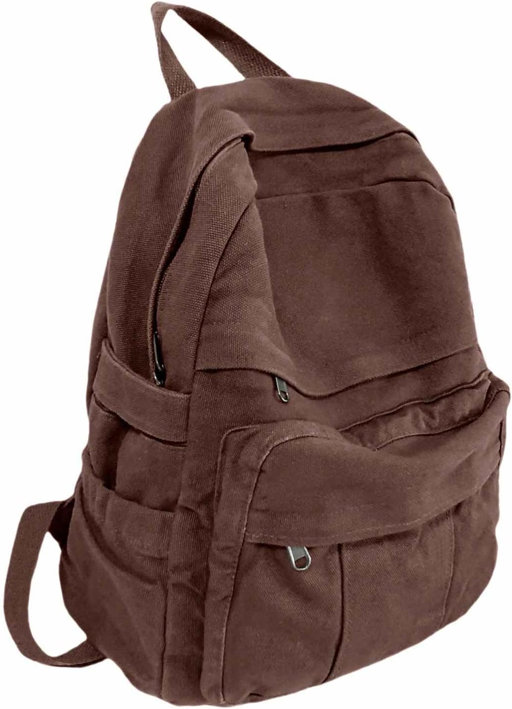 Coffee Brown Canvas Backpack for Women & Men Retro Aesthetic Rucksack Basic Backpack for High School/College Students Travel Laptop Bag - Image 9