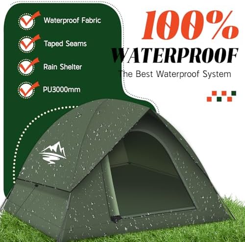 Tents for Camping 3-4 Person with Rainfly, Camping Tents Waterproof Windproof, Not Crowded for 2 Person Camping Tent, Outdoor Dome Tent Easy Setup, Backpacking Tent for Adventure Backyard - Image 2