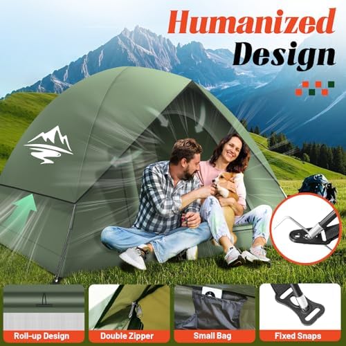 Tents for Camping 3-4 Person with Rainfly, Camping Tents Waterproof Windproof, Not Crowded for 2 Person Camping Tent, Outdoor Dome Tent Easy Setup, Backpacking Tent for Adventure Backyard - Image 3