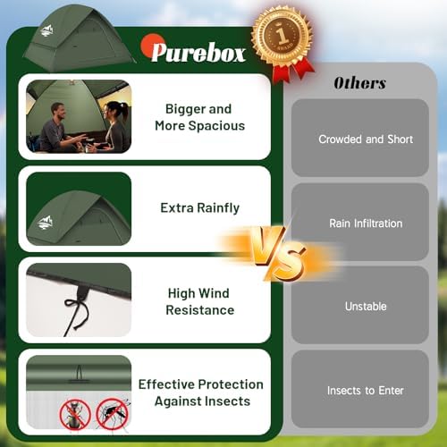 Tents for Camping 3-4 Person with Rainfly, Camping Tents Waterproof Windproof, Not Crowded for 2 Person Camping Tent, Outdoor Dome Tent Easy Setup, Backpacking Tent for Adventure Backyard - Image 6