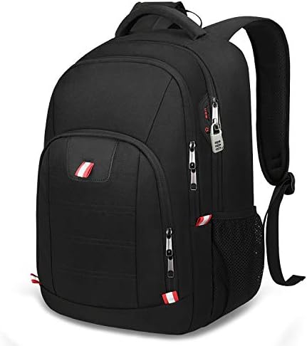 Travel Laptop Backpack, Black Backpack for Men and Women with USB Slit Business Computer Back Pack (Black, 15.6 Inch)