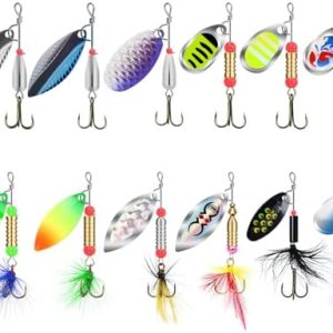 TRUSCEND Swim or Jig Fishing Spinner Baits for Freshwater and Saltwater, Rooster Tail Fishing Lures for Trout Bass Walleye Crappie Salmon Pike, Blade Bait with Copper Blade