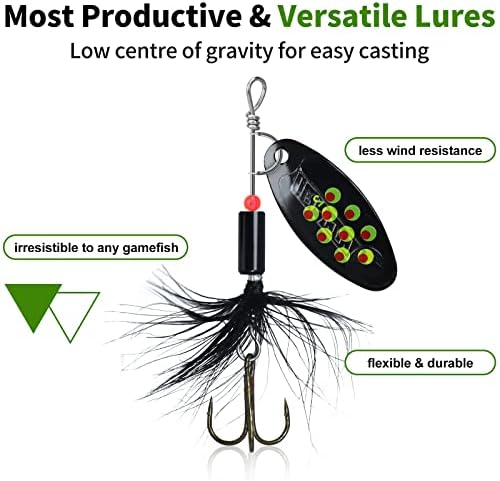 TRUSCEND Swim or Jig Fishing Spinner Baits for Freshwater and Saltwater, Rooster Tail Fishing Lures for Trout Bass Walleye Crappie Salmon Pike, Blade Bait with Copper Blade - Image 2