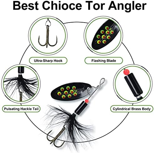 TRUSCEND Swim or Jig Fishing Spinner Baits for Freshwater and Saltwater, Rooster Tail Fishing Lures for Trout Bass Walleye Crappie Salmon Pike, Blade Bait with Copper Blade - Image 5