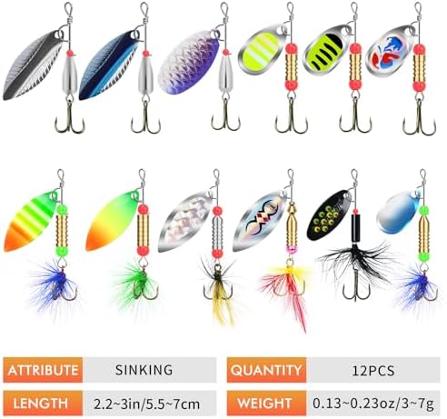 TRUSCEND Swim or Jig Fishing Spinner Baits for Freshwater and Saltwater, Rooster Tail Fishing Lures for Trout Bass Walleye Crappie Salmon Pike, Blade Bait with Copper Blade - Image 6