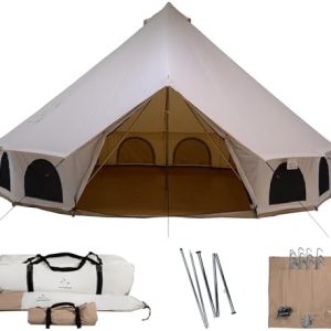 WHITEDUCK Avalon Canvas Bell Tent - Luxury All Season Tent for Camping & Glamping Made from Premium & Breathable 100% Cotton Canvas w/Stove Jack, Mesh