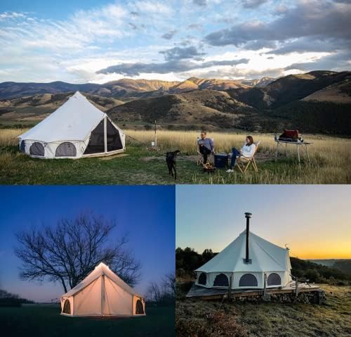 WHITEDUCK Avalon Canvas Bell Tent - Luxury All Season Tent for Camping & Glamping Made from Premium & Breathable 100% Cotton Canvas w/Stove Jack, Mesh - Image 2