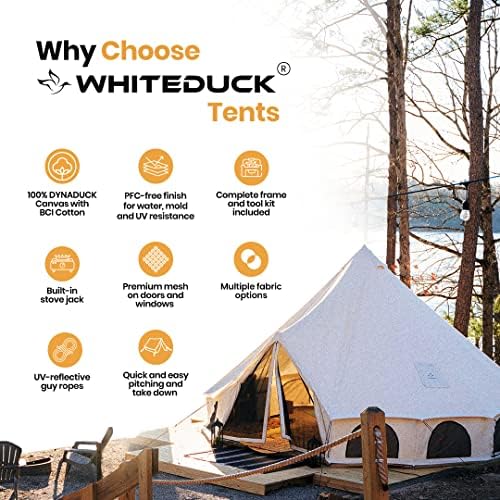 WHITEDUCK Avalon Canvas Bell Tent - Luxury All Season Tent for Camping & Glamping Made from Premium & Breathable 100% Cotton Canvas w/Stove Jack, Mesh - Image 3