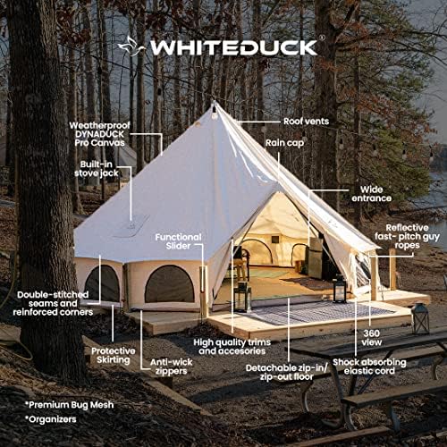 WHITEDUCK Avalon Canvas Bell Tent - Luxury All Season Tent for Camping & Glamping Made from Premium & Breathable 100% Cotton Canvas w/Stove Jack, Mesh - Image 4