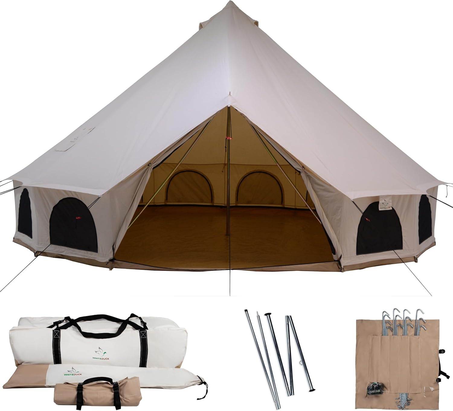 WHITEDUCK Avalon Canvas Bell Tent - Luxury All Season Tent for Camping & Glamping Made from Premium & Breathable 100% Cotton Canvas w/Stove Jack, Mesh - Image 9